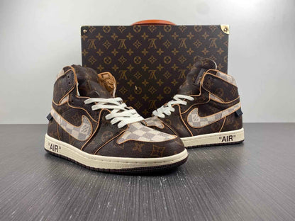 Custom Air Jordan 1 LV OFF-W Monogram Sneakers for Unique Style
