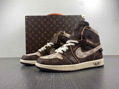 Custom Air Jordan 1 LV OFF-W Monogram Sneakers for Unique Style