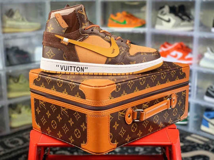 Custom Air Jordan 1 Virgil Abloh x LV x OFF WHITE Sneakers