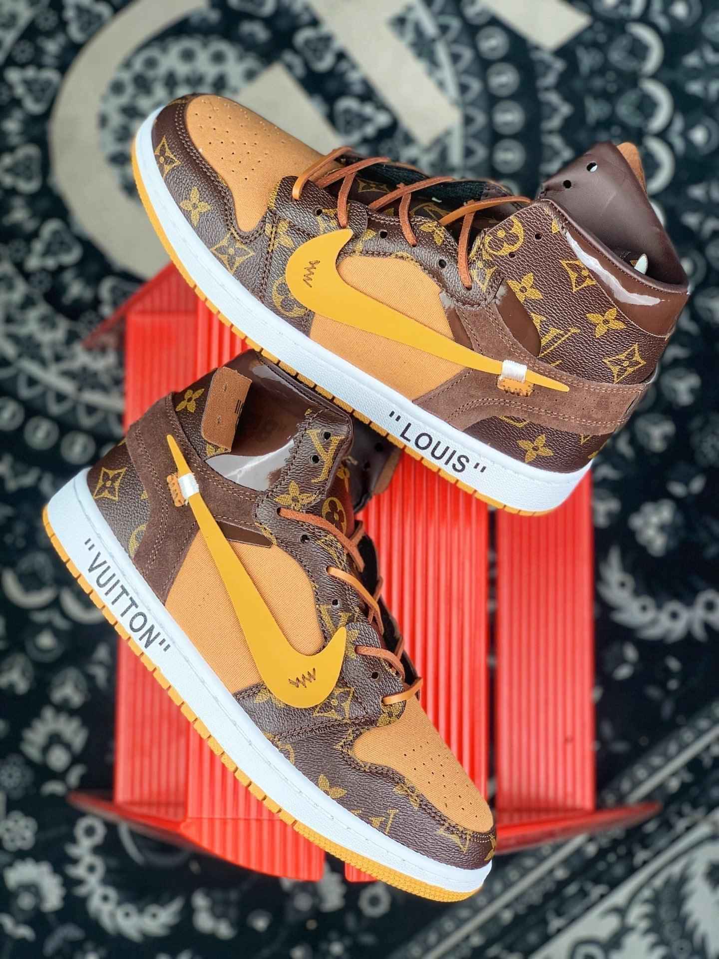 Custom Air Jordan 1 Virgil Abloh x LV x OFF WHITE Sneakers