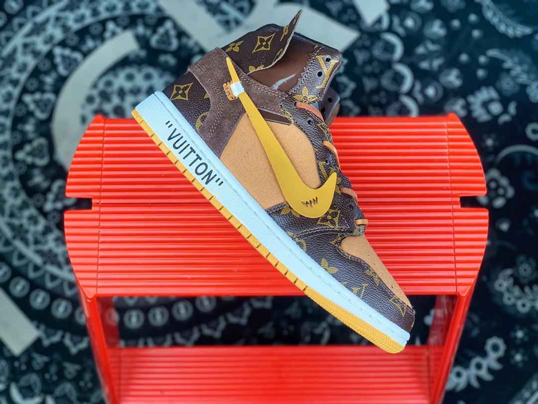 Custom Air Jordan 1 Virgil Abloh x LV x OFF WHITE Sneakers