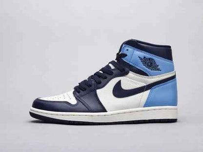 Custom Blue Black White Jordan 1 High Q AJ1 Obsidian UNISEX