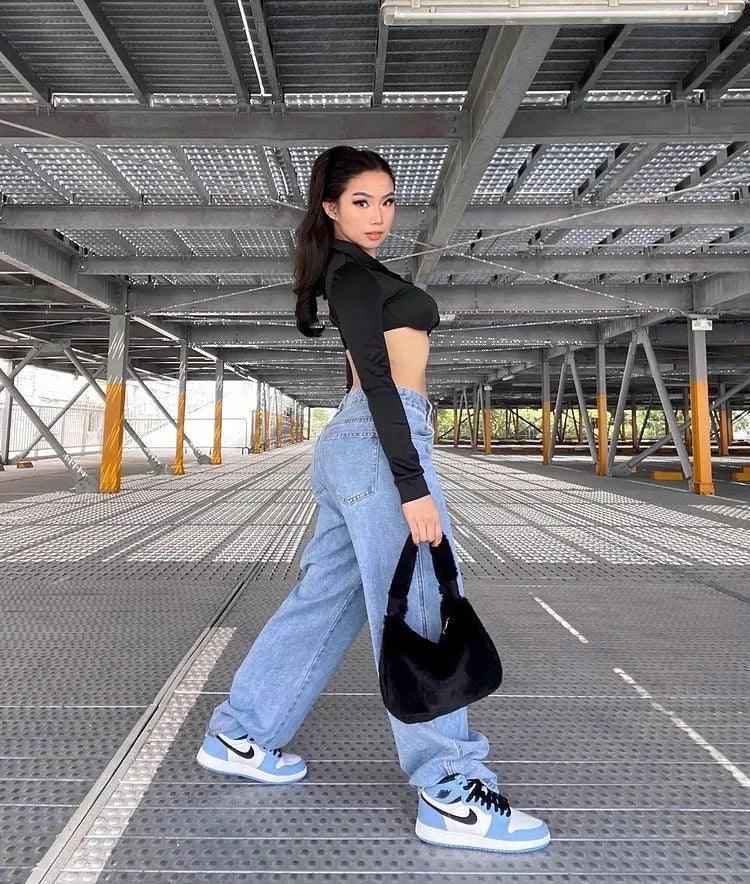 Custom Blue Black White Jordan 1 High Q