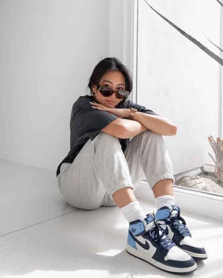 Custom Blue Black White Jordan 1 High Q