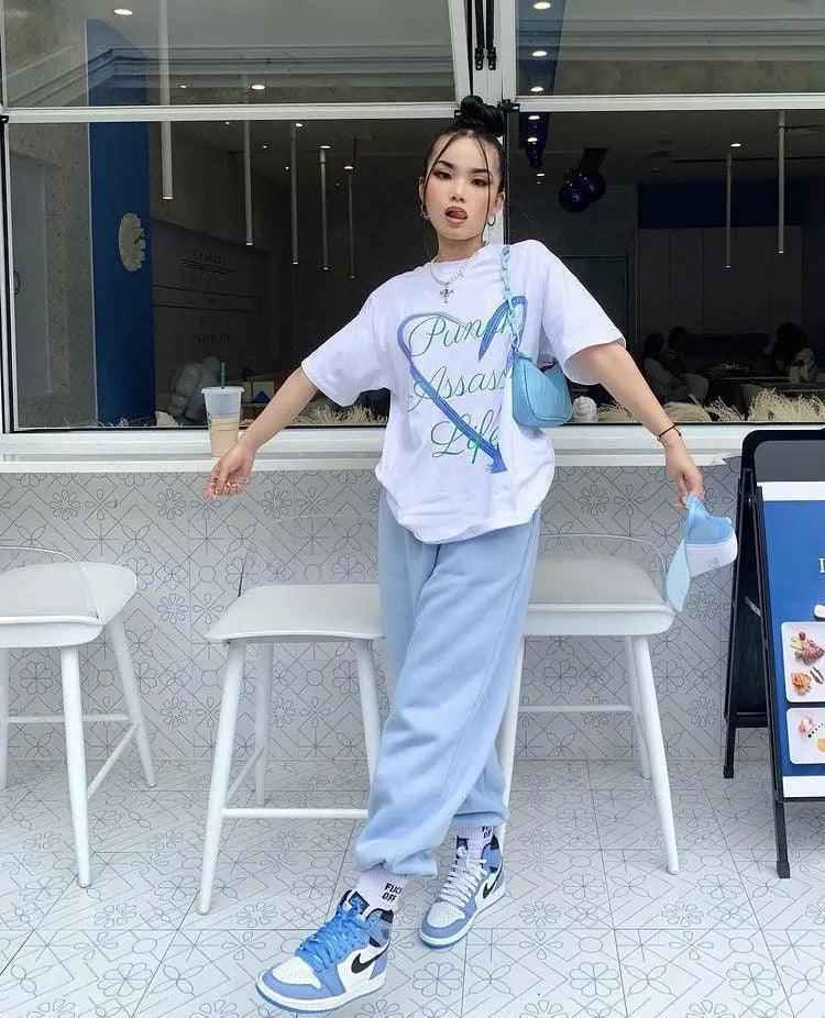 Custom Blue Black White Jordan 1 High Q