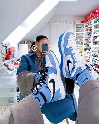 Custom Blue Black White Jordan 1 High Q