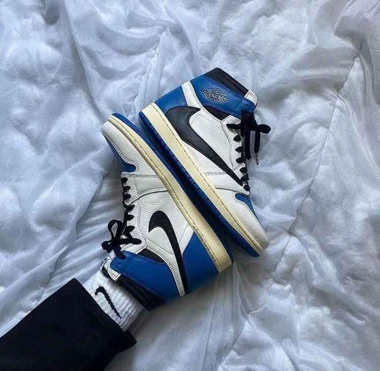 Custom Blue T-Scott x Fragment Air Jordan 1 High Q - Limited Edition Sneakers