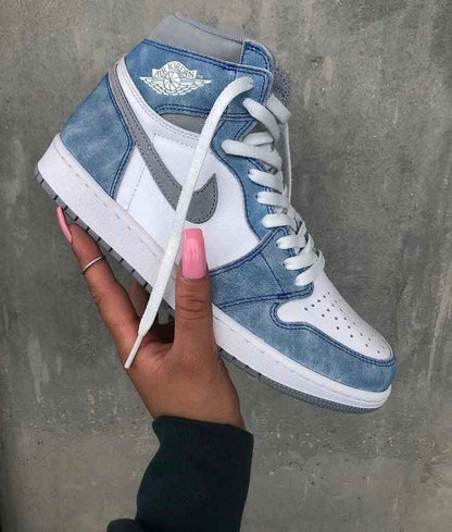 Custom Blue White Jordan 1 High Q