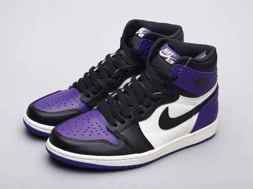 Custom - Jordan 1 High Q AJ1 Purple Toe UNISEX ( Customs And Box ), Jordan 1 Sneakers FREE SHIPPING