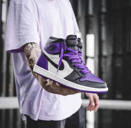 Custom - Jordan 1 High Q AJ1 Purple Toe UNISEX ( Customs And Box ), Jordan 1 Sneakers FREE SHIPPING