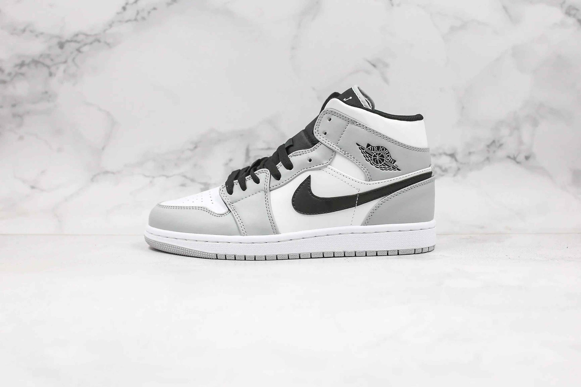 Custom Jordan 1 Mid “Light Smoke Grey” High Q  ( Customs And Box ), Jordan 1 Sneakers FREE SHIPPING