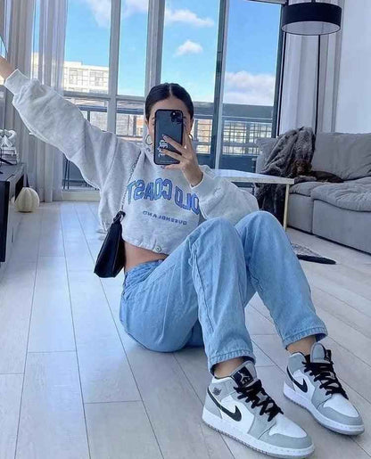 Custom Jordan 1 Light Smoke Grey Mid High Q Sneakers