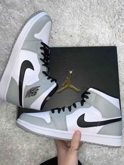 Custom Jordan 1 Light Smoke Grey Mid High Q Sneakers