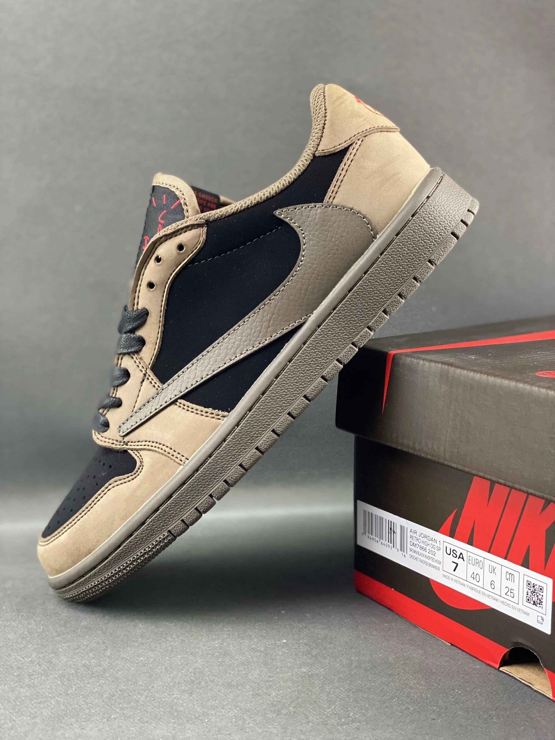 Custom Travis Scott x Air Jordan 1 Low Velvet Brown