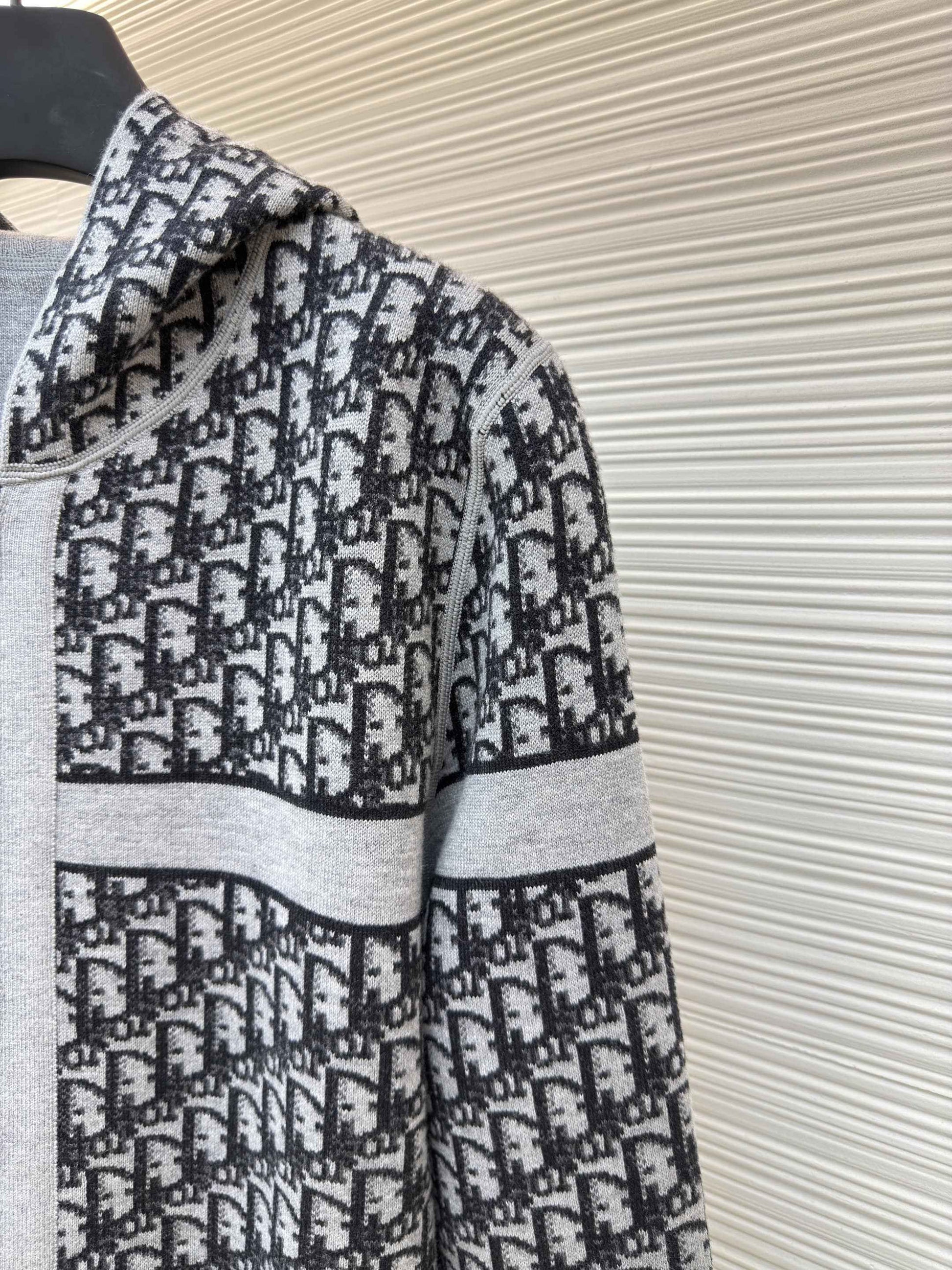 Dior Oblique Black Reversible Zipped Cardigan with Hood