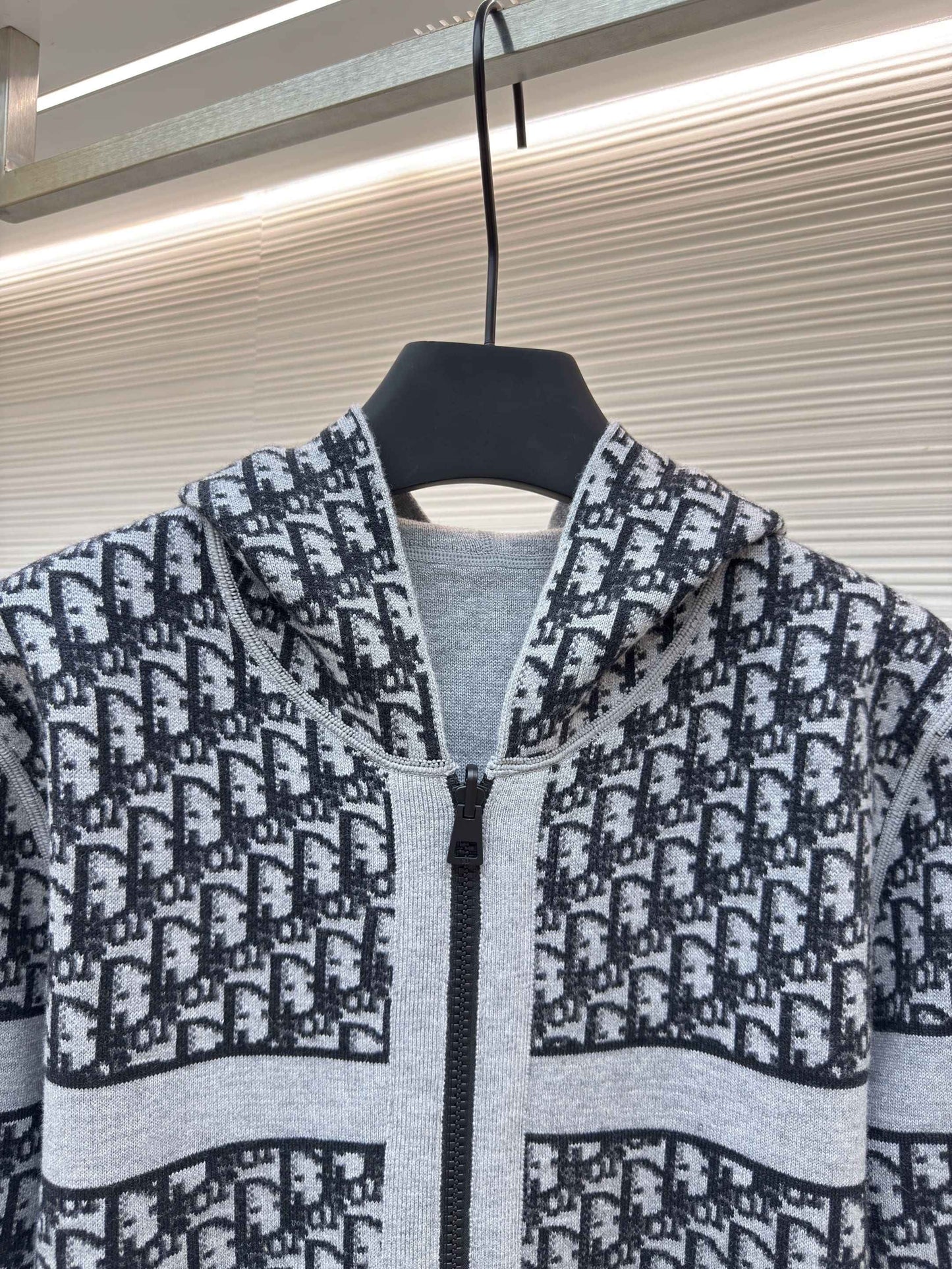 Dior Oblique Black Reversible Zipped Cardigan with Hood