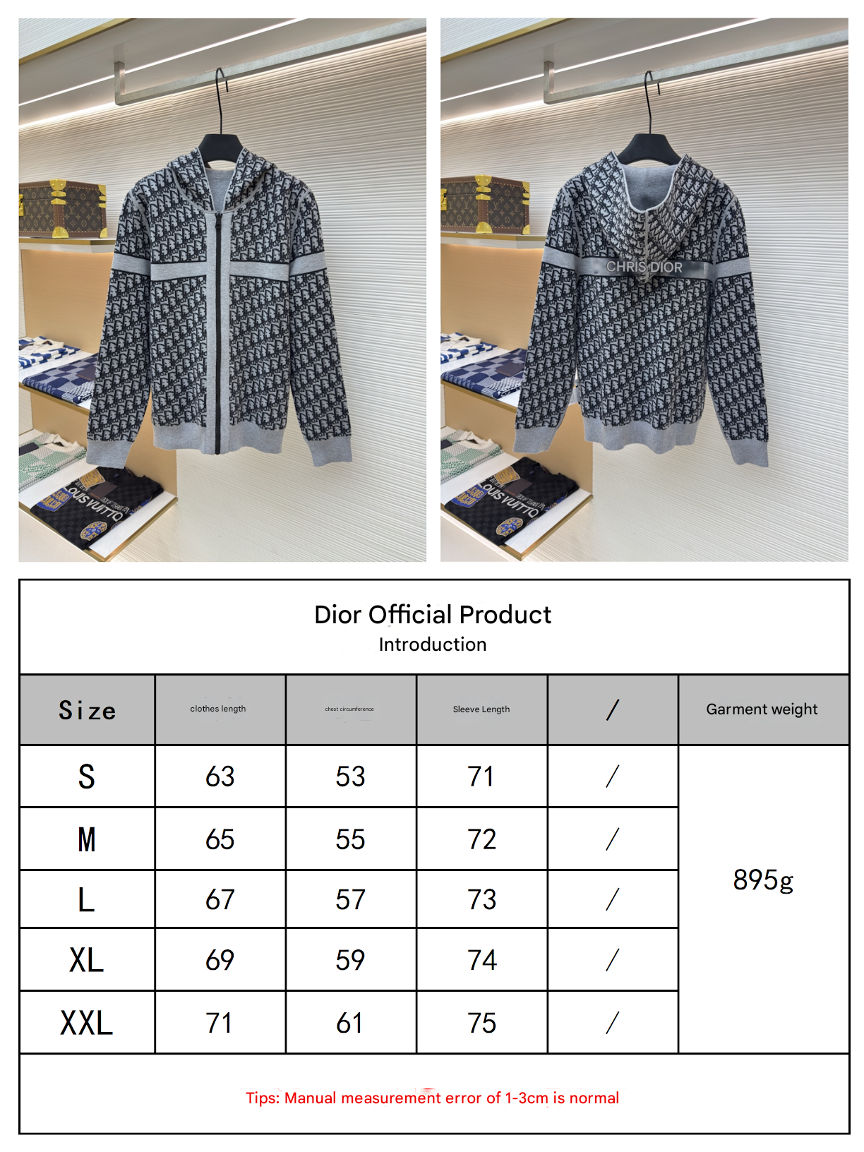 Dior Oblique Black Reversible Zipped Cardigan with Hood