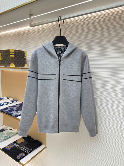 Dior Oblique Black Reversible Zipped Cardigan with Hood