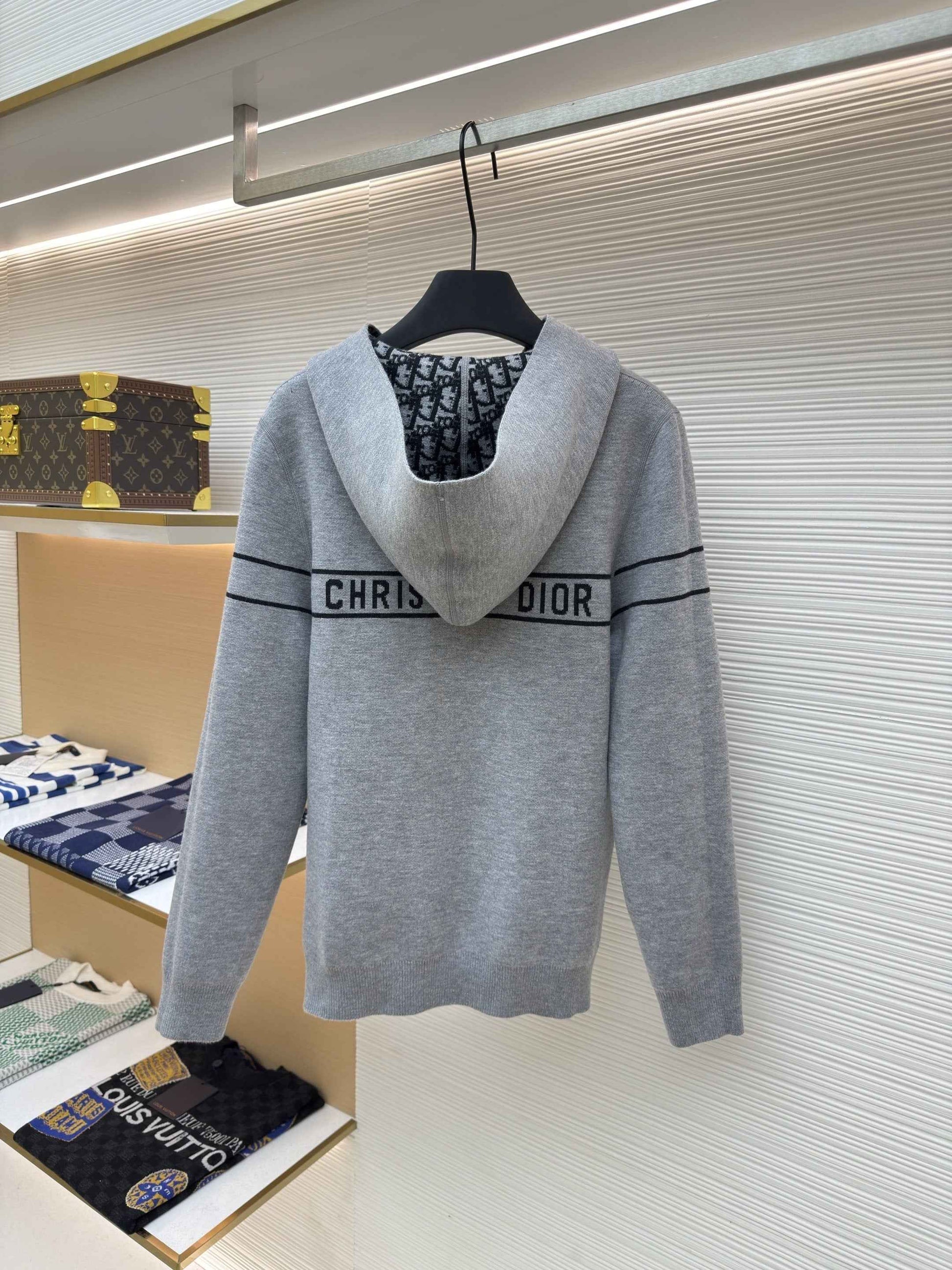 Dior Oblique Black Reversible Zipped Cardigan with Hood