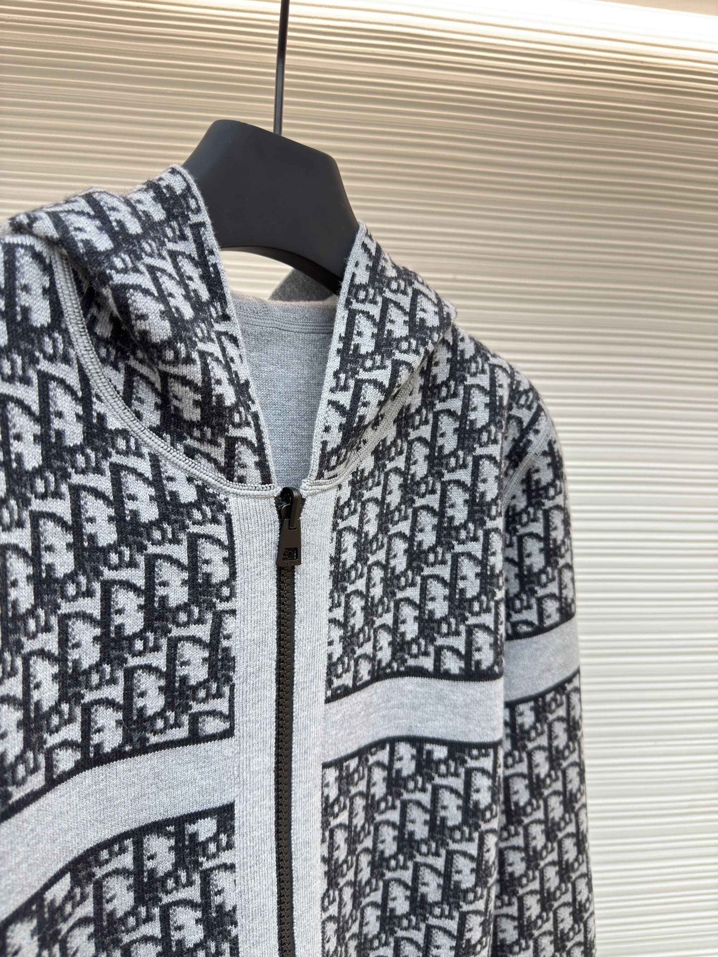 Dior Oblique Black Reversible Zipped Cardigan with Hood