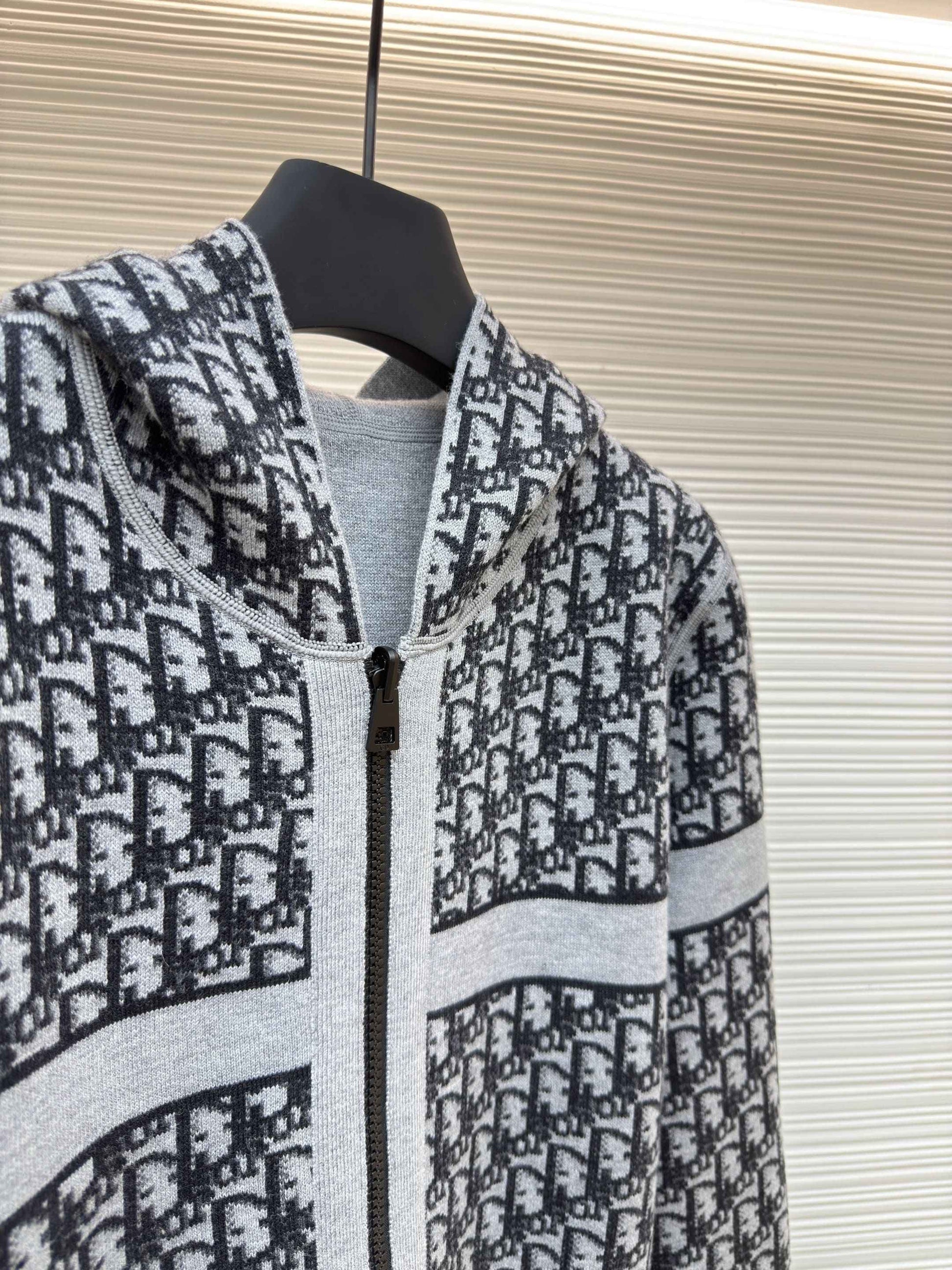 Dior Oblique Black Reversible Zipped Cardigan with Hood