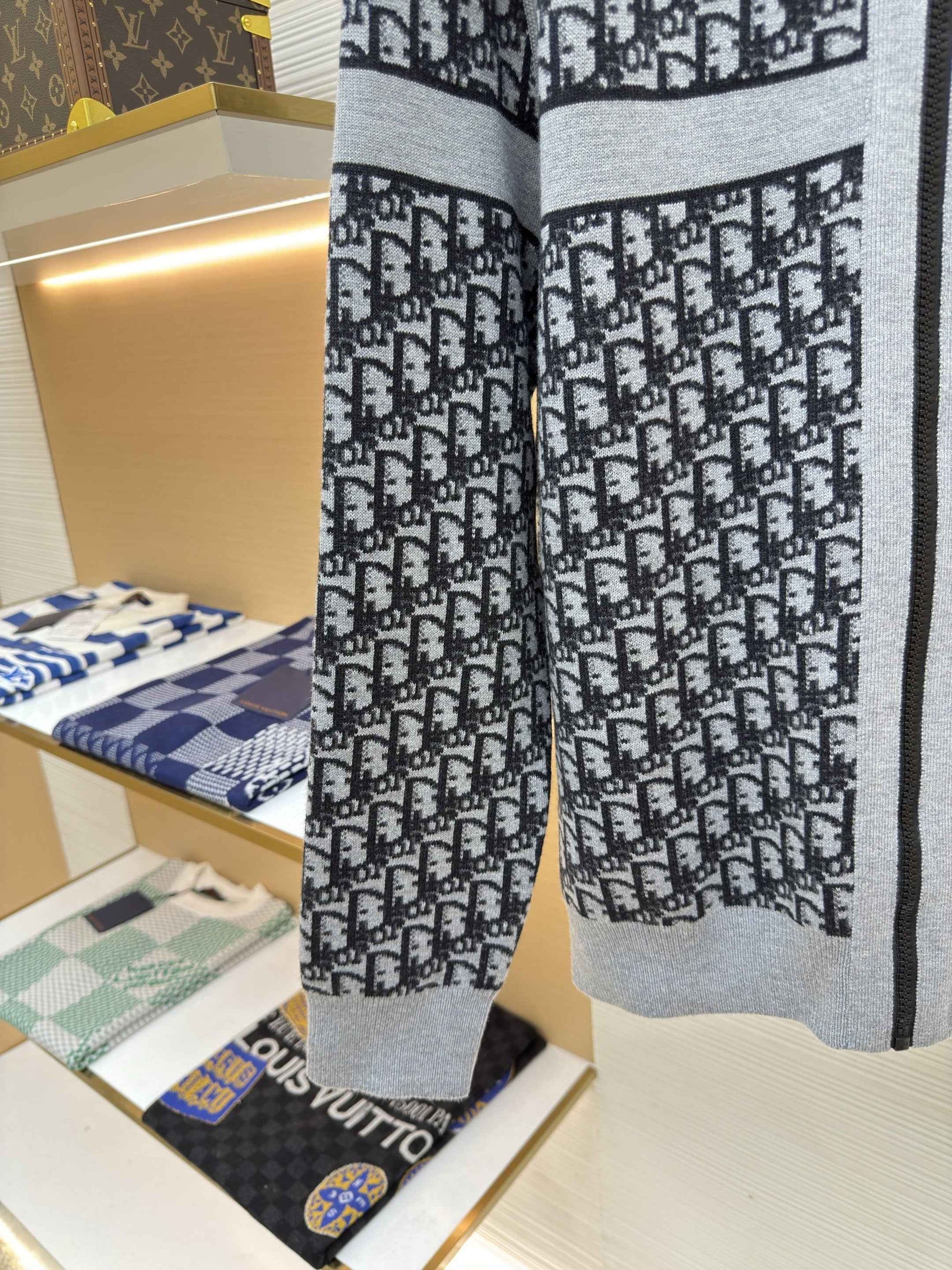 Dior Oblique Black Reversible Zipped Cardigan with Hood