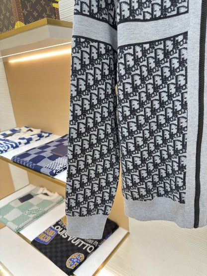 Dior Oblique Black Reversible Zipped Cardigan with Hood