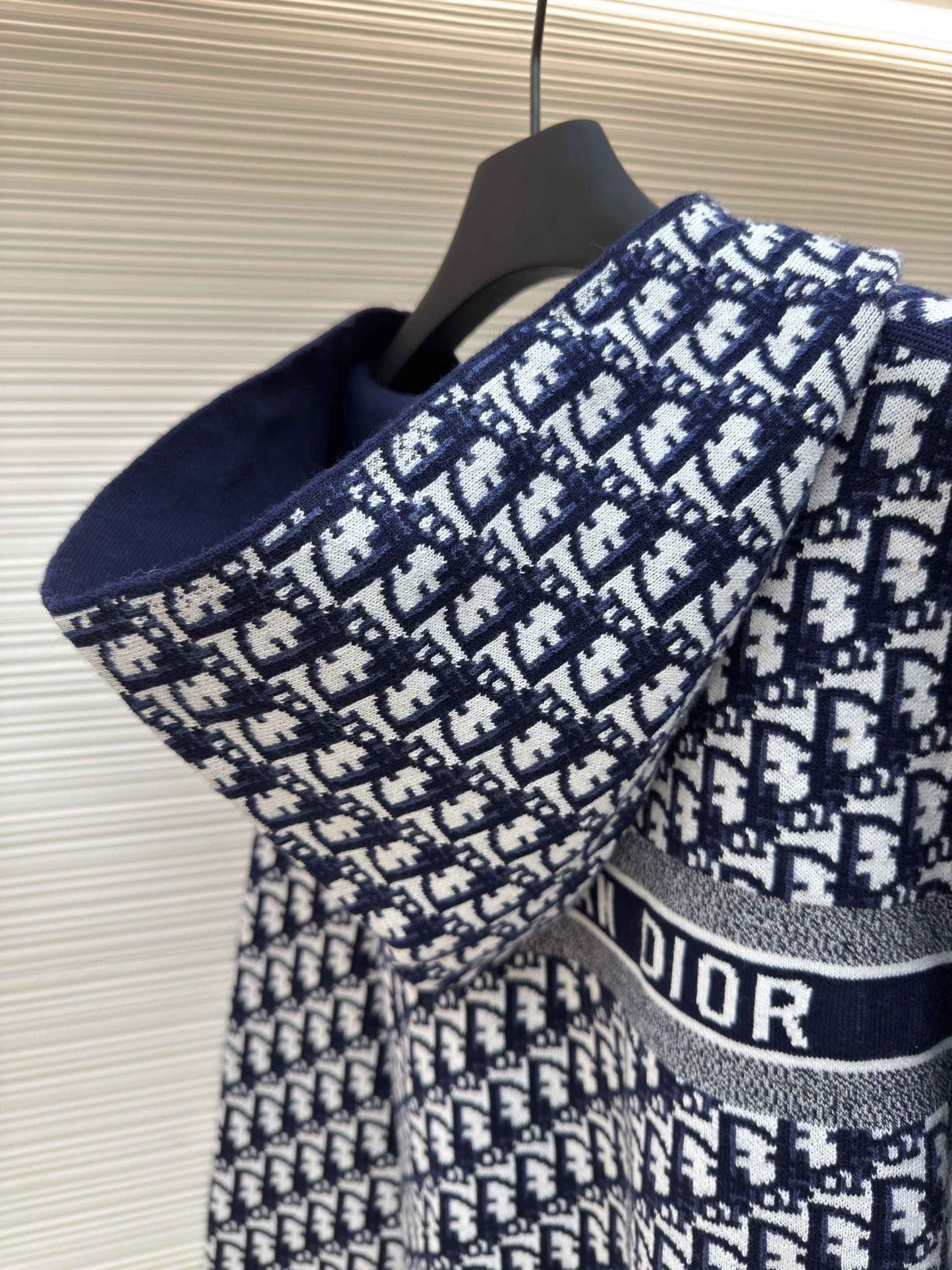 Dior Oblique Blue Reversible Zipped Cardigan with Hood