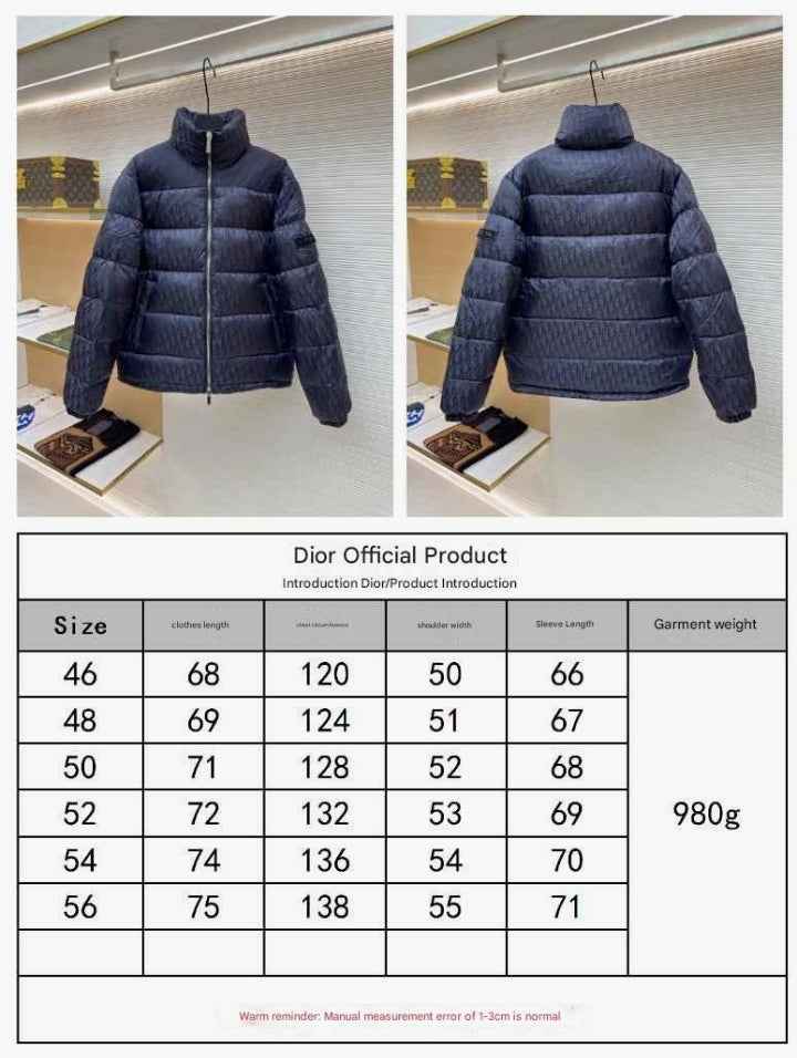 Dior Oblique Navy Blue Technical Jacquard Down Jacket