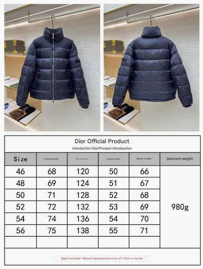 Dior Oblique Navy Blue Technical Jacquard Down Jacket