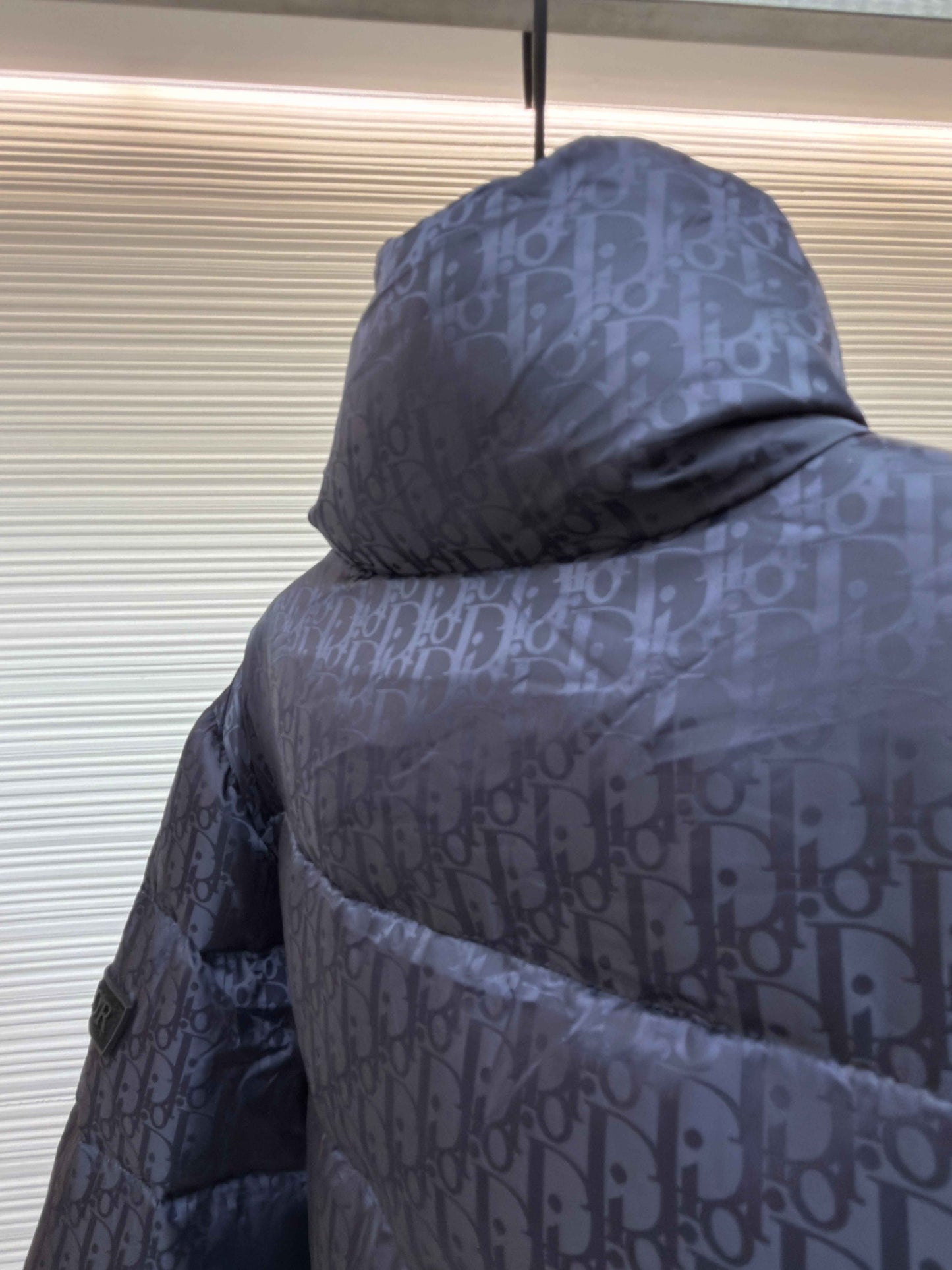 Dior Oblique Navy Blue Technical Jacquard Down Jacket