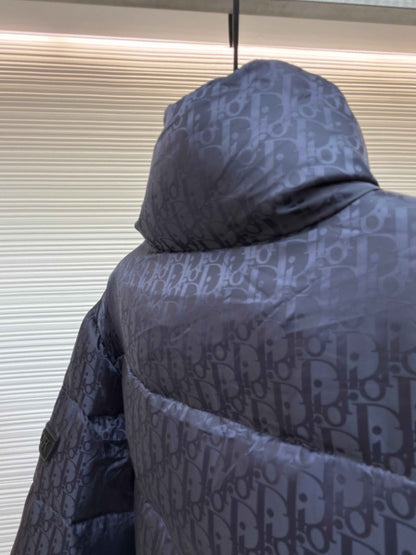 Dior Oblique Navy Blue Technical Jacquard Down Jacket