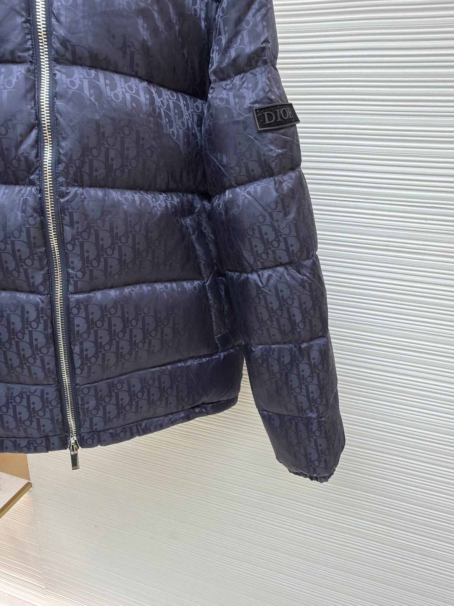Dior Oblique Navy Blue Technical Jacquard Down Jacket