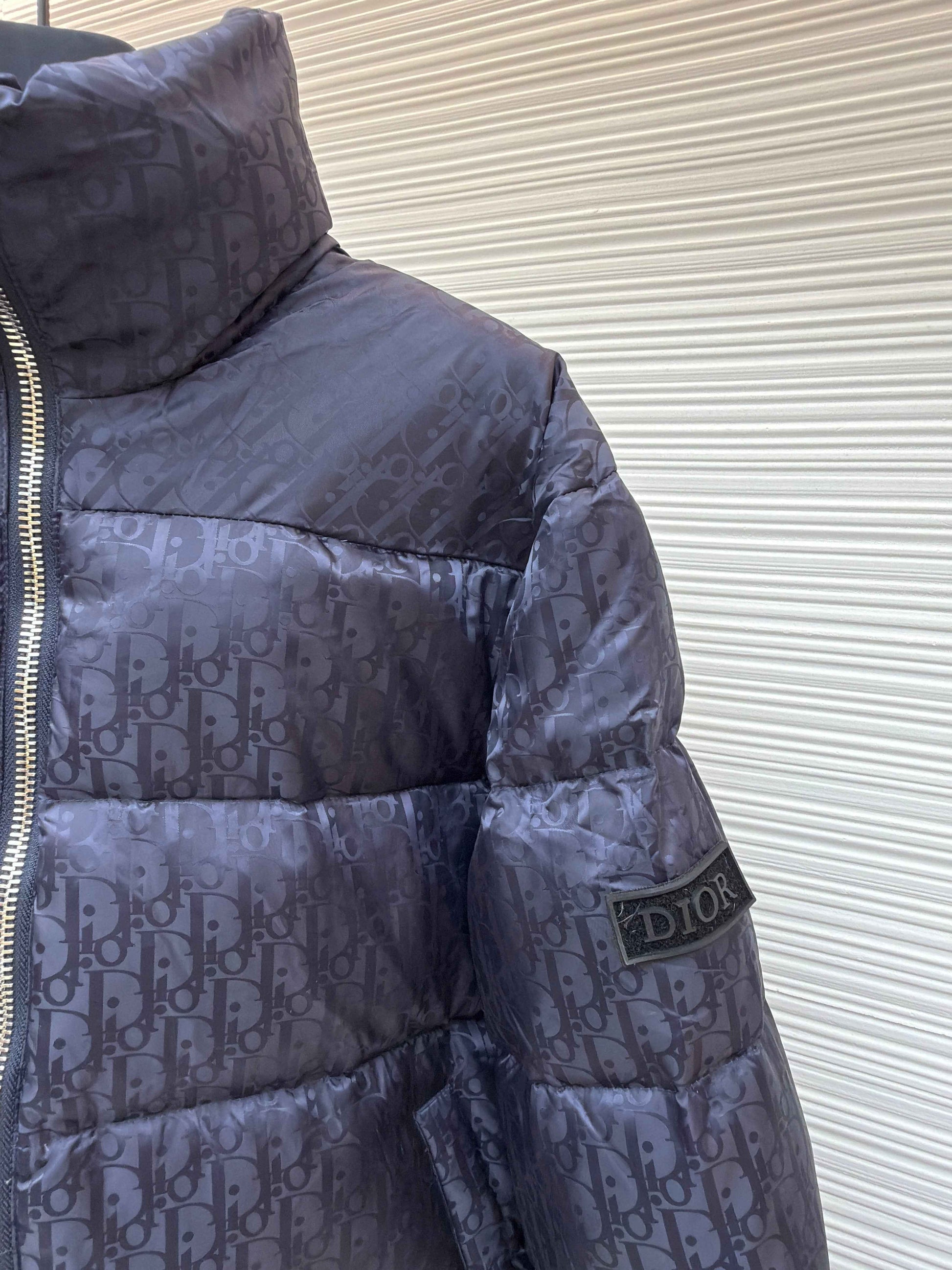 Dior Oblique Navy Blue Technical Jacquard Down Jacket