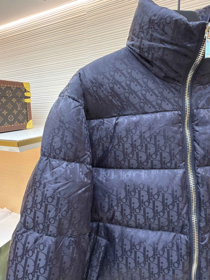 Dior Oblique Navy Blue Technical Jacquard Down Jacket