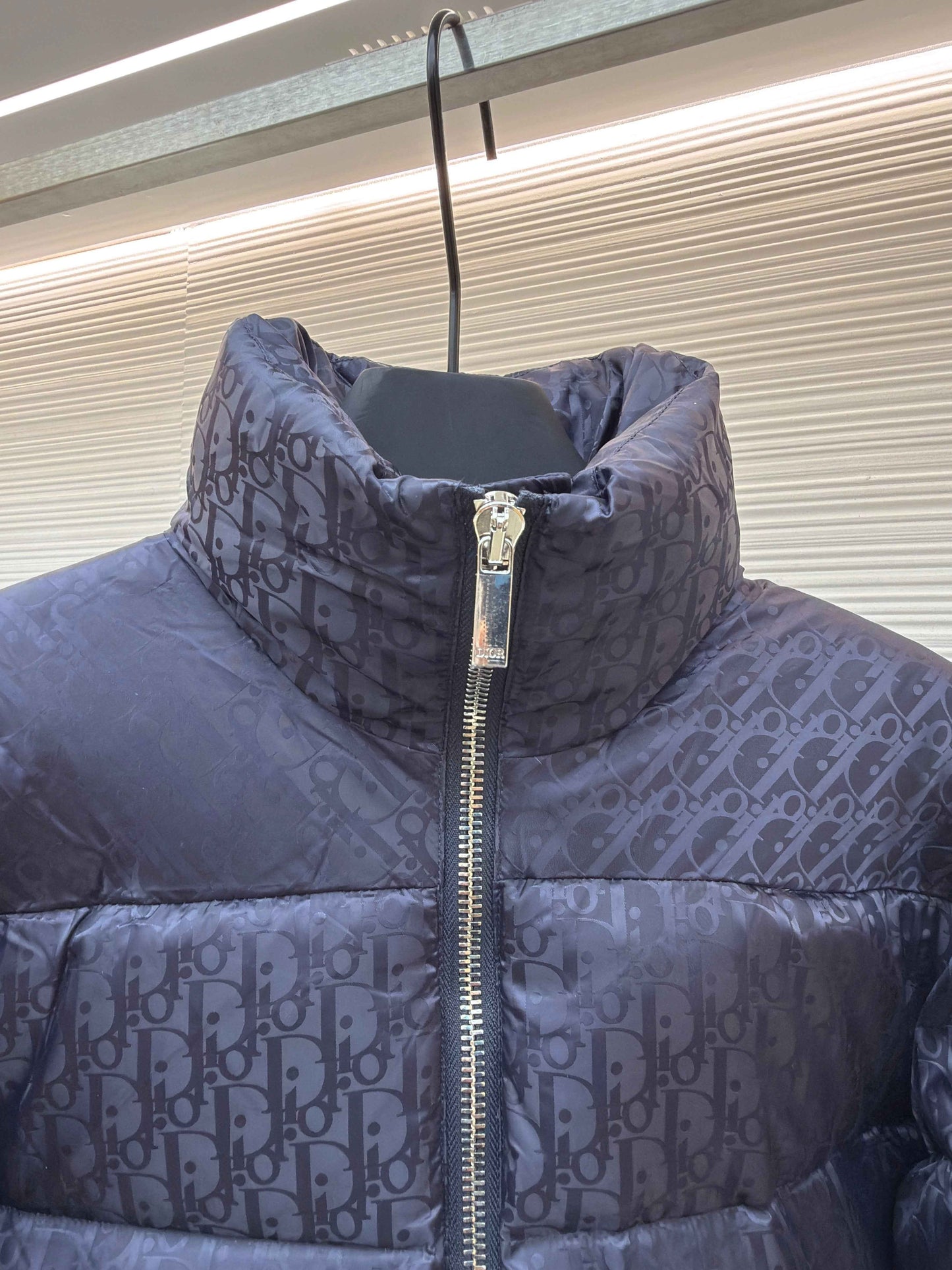Dior Oblique Navy Blue Technical Jacquard Down Jacket