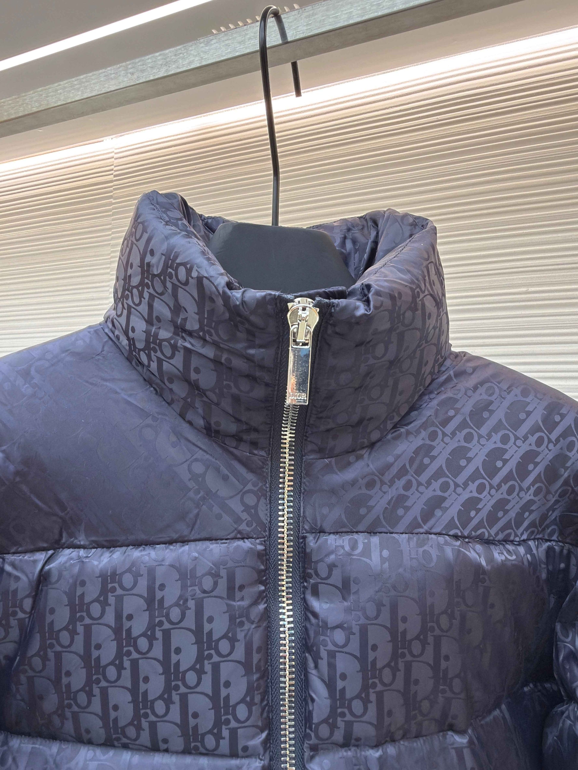 Dior Oblique Navy Blue Technical Jacquard Down Jacket