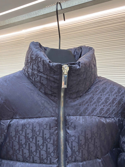 Dior Oblique Navy Blue Technical Jacquard Down Jacket
