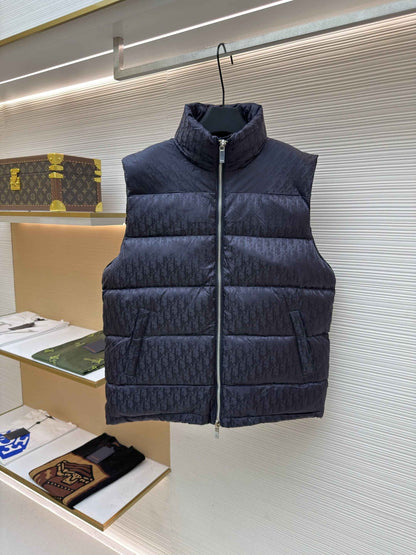 Dior Oblique Navy Blue Technical Jacquard Down Vest