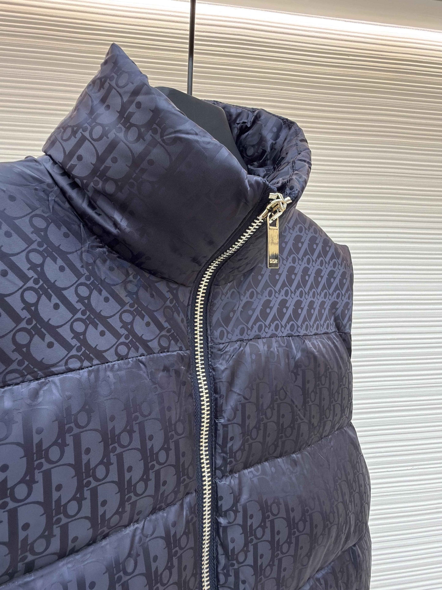 Dior Oblique Navy Blue Technical Jacquard Down Vest