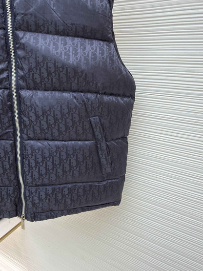 Dior Oblique Navy Blue Technical Jacquard Down Vest
