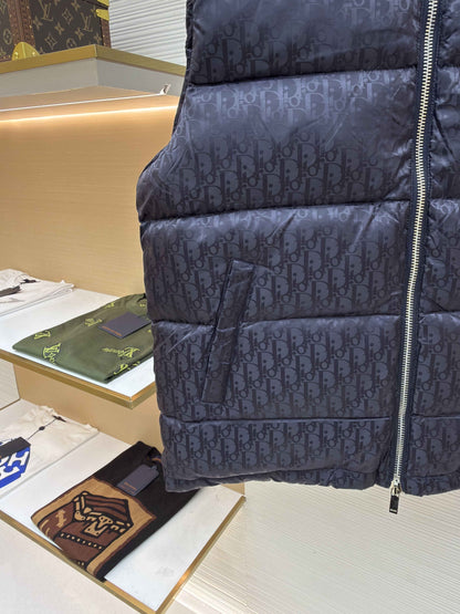 Dior Oblique Navy Blue Technical Jacquard Down Vest