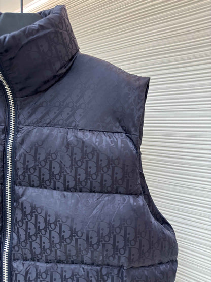 Dior Oblique Navy Blue Technical Jacquard Down Vest