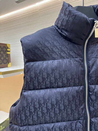 Dior Oblique Navy Blue Technical Jacquard Down Vest
