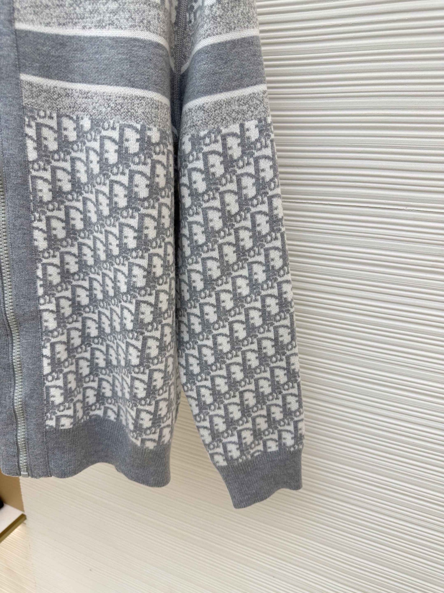 Dior Oblique Grey Reversible Zipped Cardigan with Hood