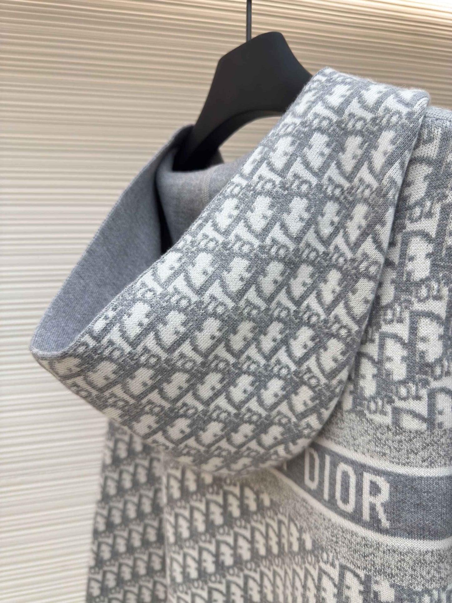 Dior Oblique Grey Reversible Zipped Cardigan with Hood