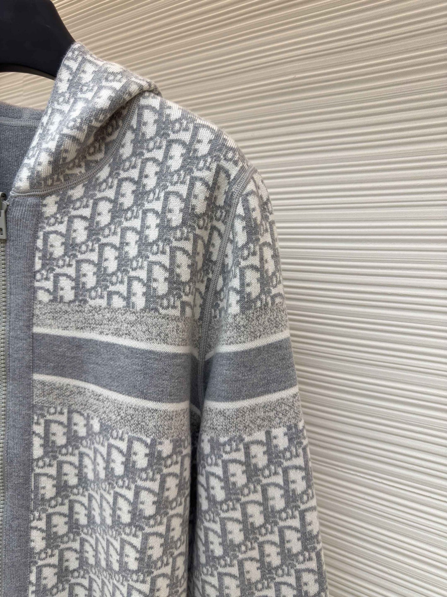 Dior Oblique Grey Reversible Zipped Cardigan with Hood