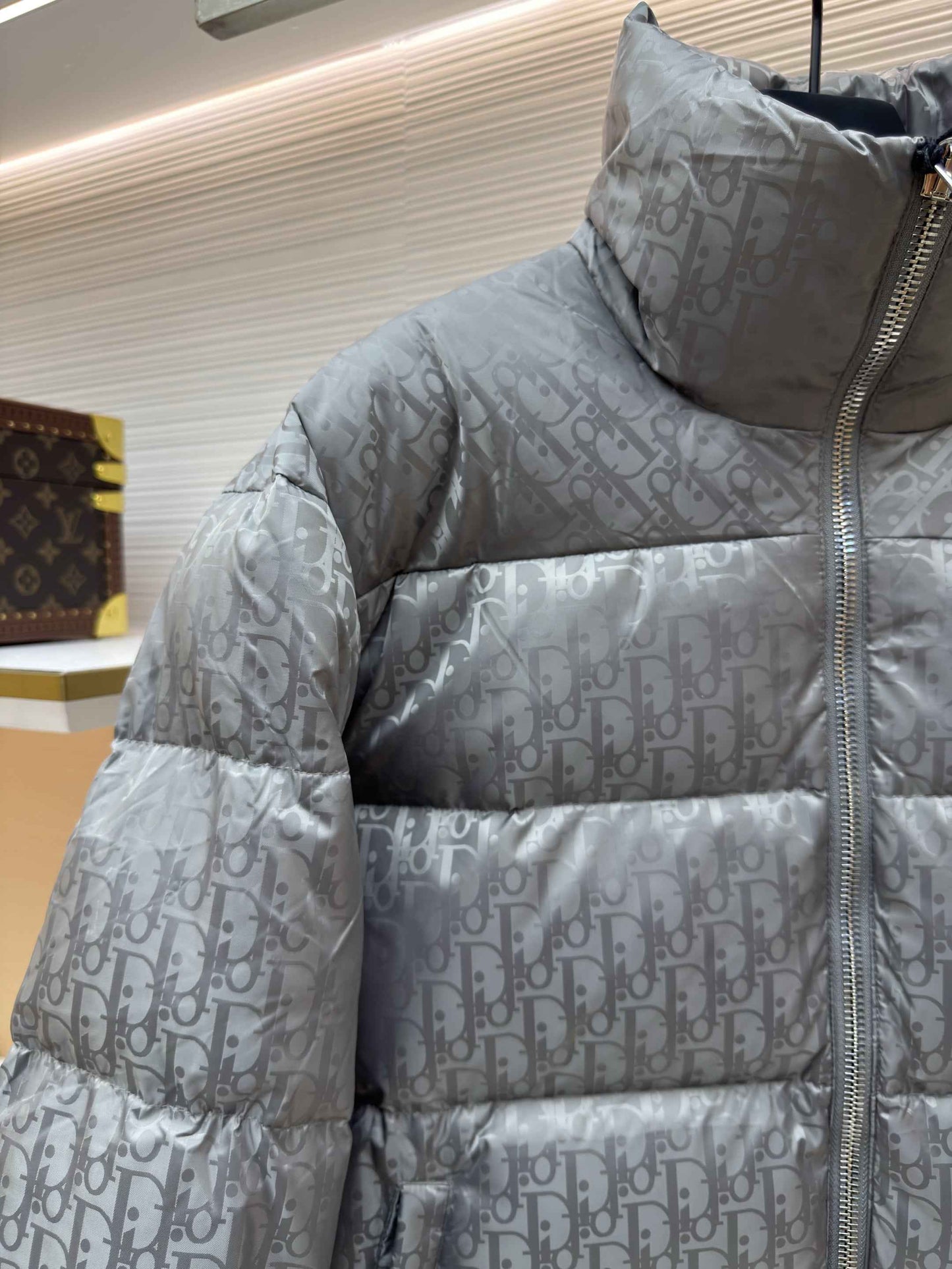 Dior Oblique Grey Technical Jacquard Down Jacket
