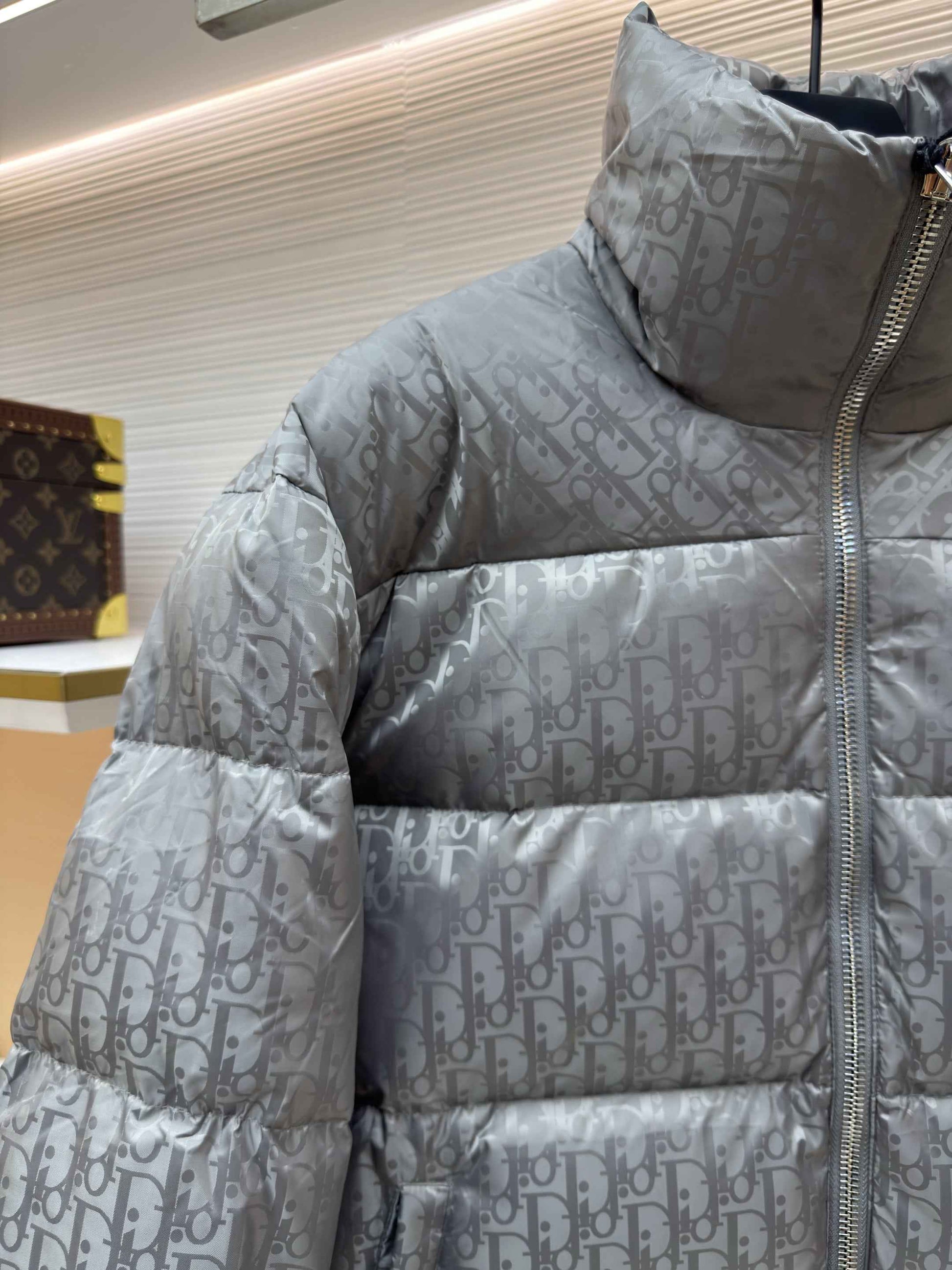 Dior Oblique Grey Technical Jacquard Down Jacket