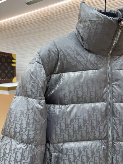 Dior Oblique Grey Technical Jacquard Down Jacket